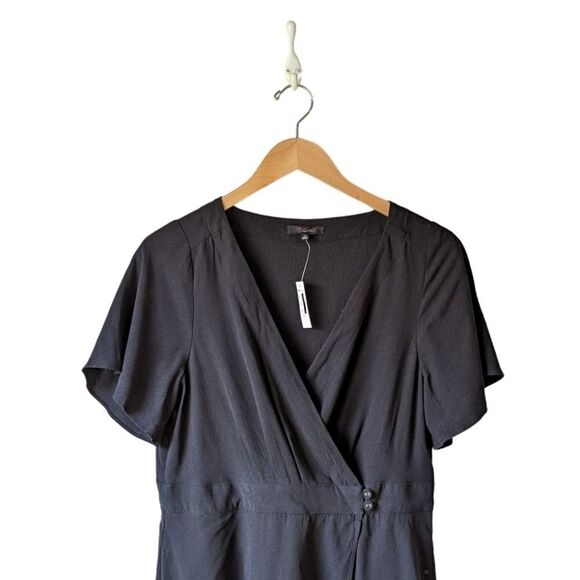 Madewell Pleated-Waist True-Wrap Mini Dress‎ True Black Size 10 NWT - Picture 7 of 15